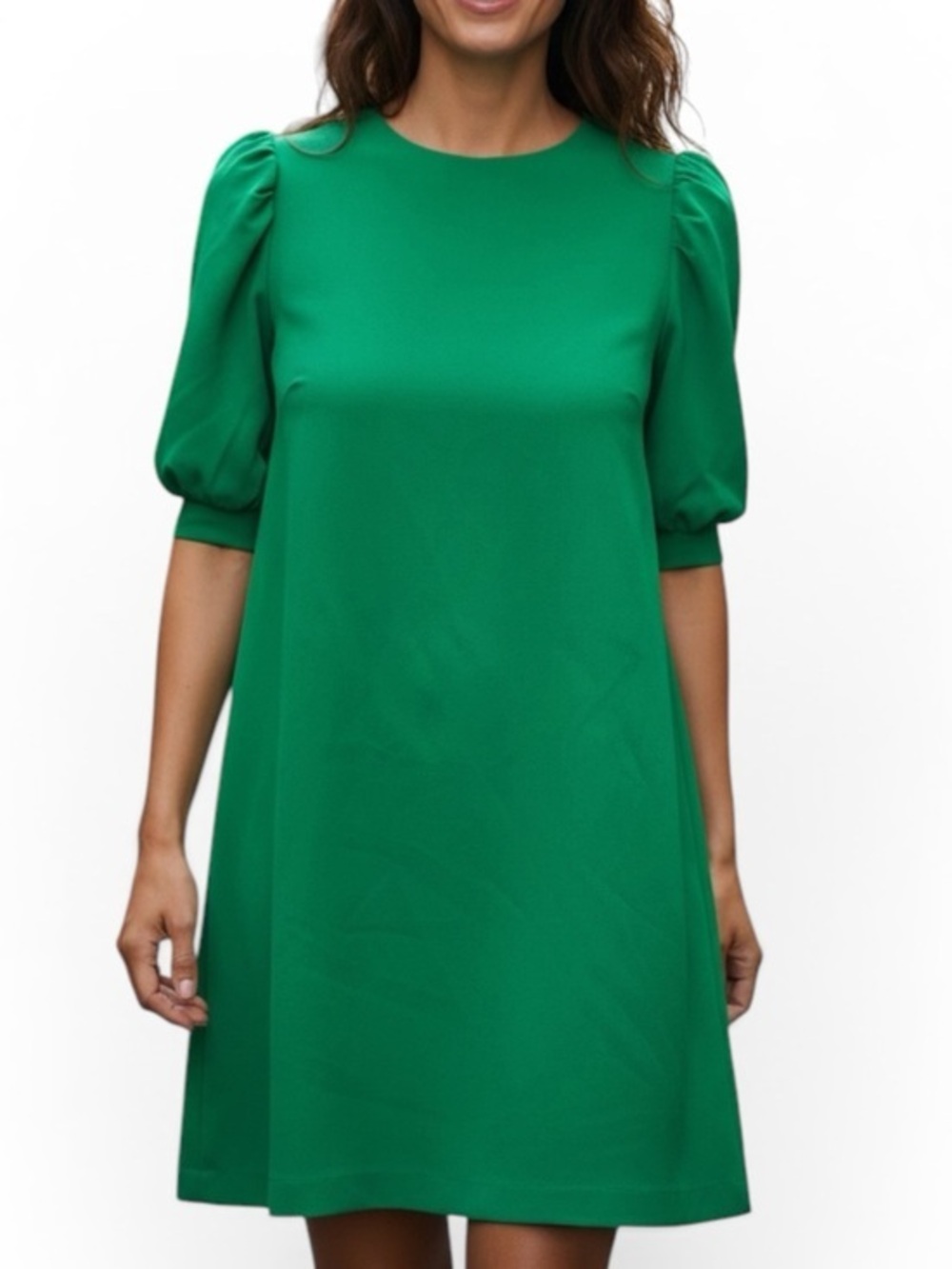 Zara Vibrant Green Dress Puff Sleeves mid to short length, size XS